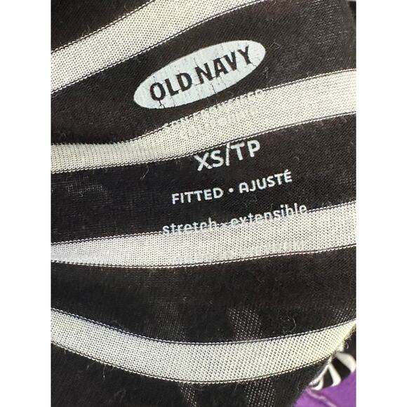 Old Navy black white stripe long sleeves turtle neck fitted T-shirt size XS - Picture 3 of 10